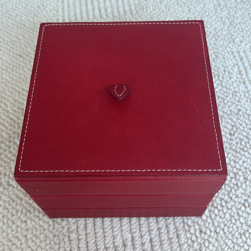 Hold Everything | Stackable Red Leather & Suede Jewelry Holder Box - Picture 2 of 8